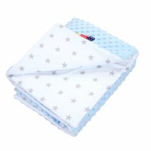 TupTam Babydecke 75x100 Plüsch Minky Gemustert grau/hellblau