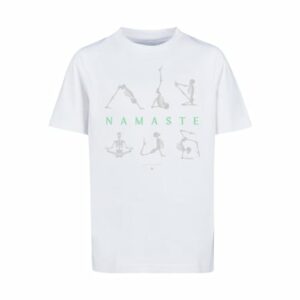 F4NT4STIC T-Shirt Namaste Yoga Skelett Halloween weiß