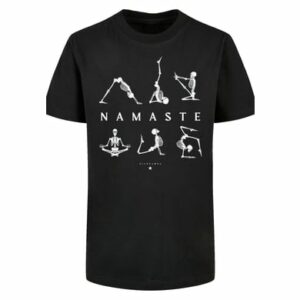 F4NT4STIC Basic Kids Tee Namaste Yoga Skelett Halloween schwarz