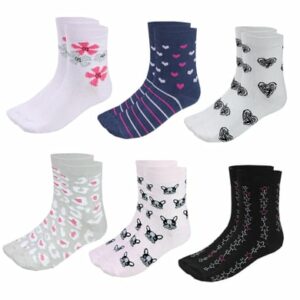 TupTam Kinder Socken Mädchen Jungen Bunt Gemustert 6er Pack schwarz/rosa