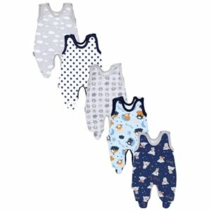 TupTam Baby Strampler mit Aufdruck Spruch 5er Pack grau/weiß